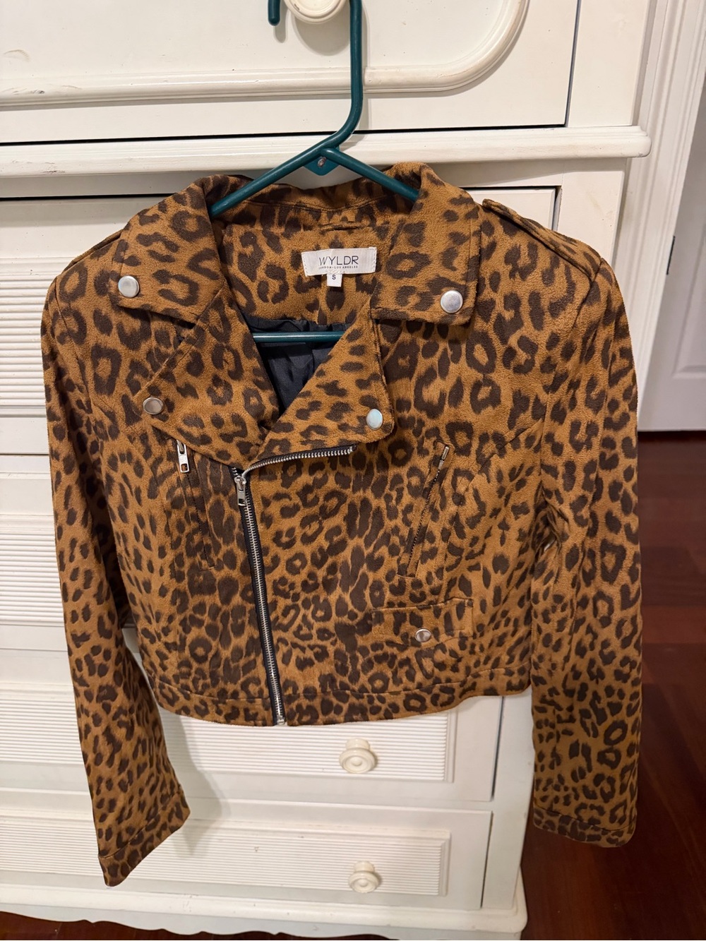 WYLDR Leopard-Print Cropped Moto Jacket - Brown/Black